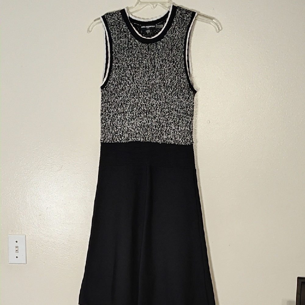 Karl Lagerfeld Paris Black and White Midi Dress size M